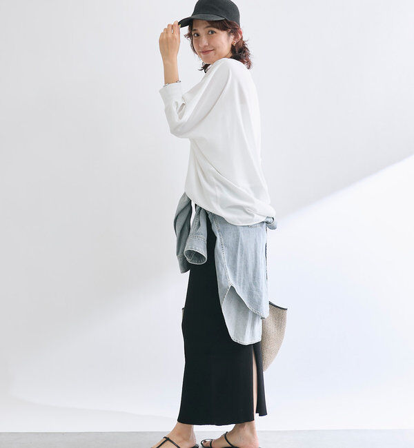  「【レビュー高評価/冷房・日焼け対策◎】リブ付きジョーゼットドルマンブラウス」|シャツ・ブラウス|