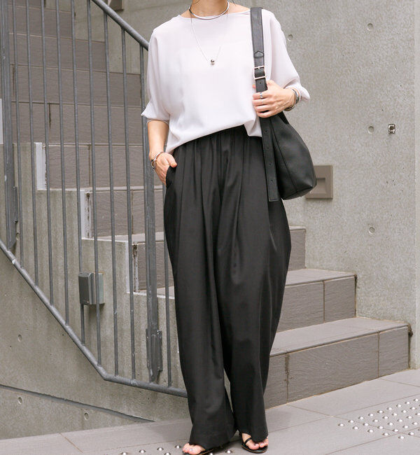  「【レビュー高評価/冷房・日焼け対策◎】リブ付きジョーゼットドルマンブラウス」|シャツ・ブラウス|