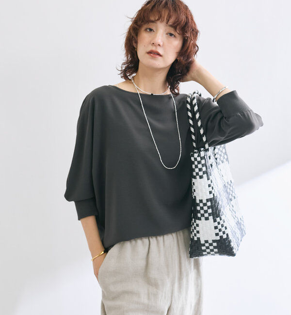  「【レビュー高評価/冷房・日焼け対策◎】リブ付きジョーゼットドルマンブラウス」|シャツ・ブラウス|