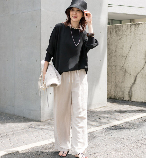  「【レビュー高評価/冷房・日焼け対策◎】リブ付きジョーゼットドルマンブラウス」|シャツ・ブラウス|