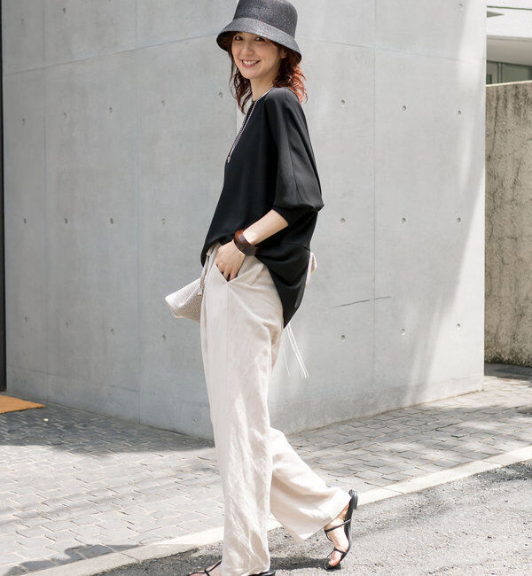  「【レビュー高評価/冷房・日焼け対策◎】リブ付きジョーゼットドルマンブラウス」|シャツ・ブラウス|