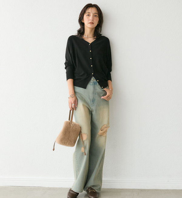  「【MONN.:.(モン)】ハイライズダメージDENIM」|デニム|