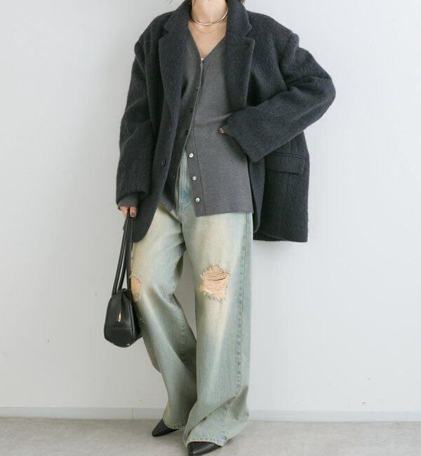  「【MONN.:.(モン)】ハイライズダメージDENIM」|デニム|