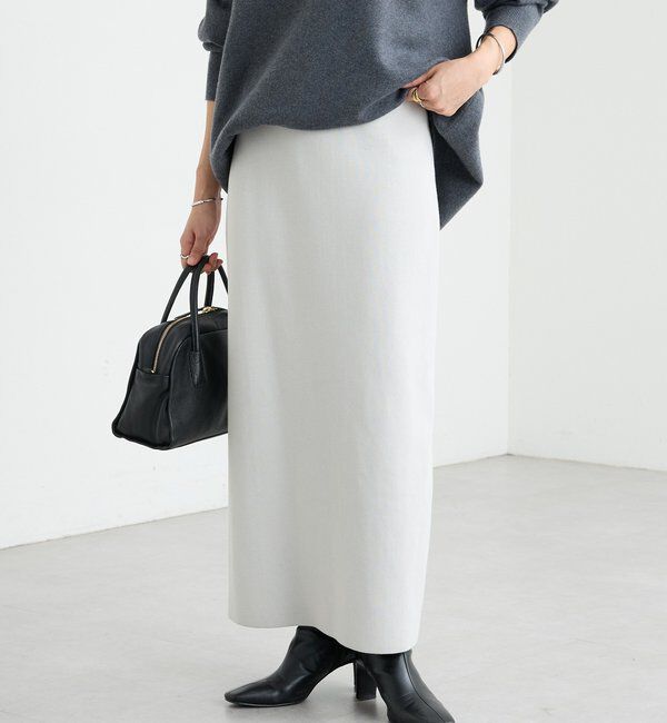  「【楽ちん美シルエット】コットンストレッチニットスカート」|スカート|