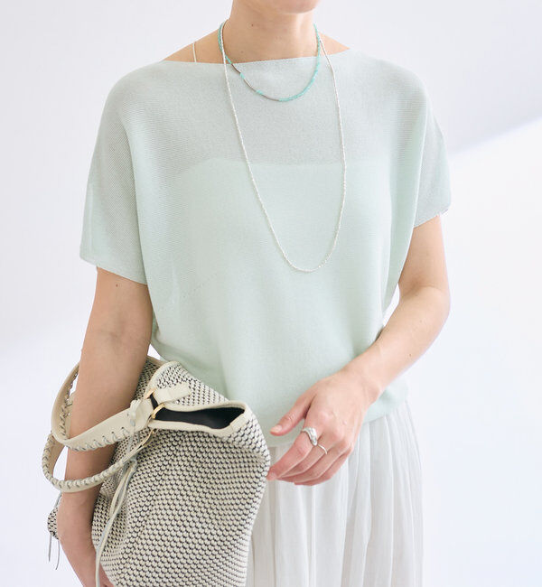  「【女性らしく着れる】スリットフレンチニット」|ニット・セーター|サックスブルー