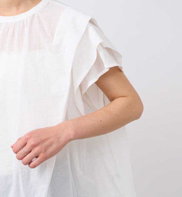  「【二の腕カバー】タックスリーブドロストブラウス」|シャツ・ブラウス|