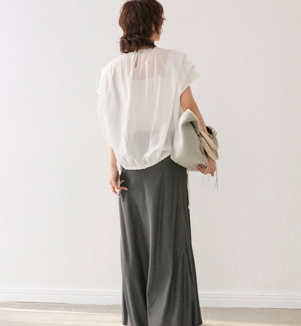  「【二の腕カバー】タックスリーブドロストブラウス」|シャツ・ブラウス|