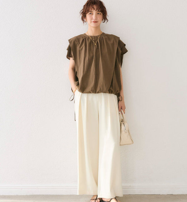  「【二の腕カバー】タックスリーブドロストブラウス」|シャツ・ブラウス|