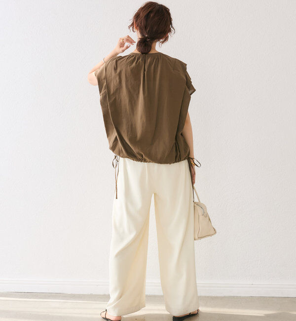  「【二の腕カバー】タックスリーブドロストブラウス」|シャツ・ブラウス|