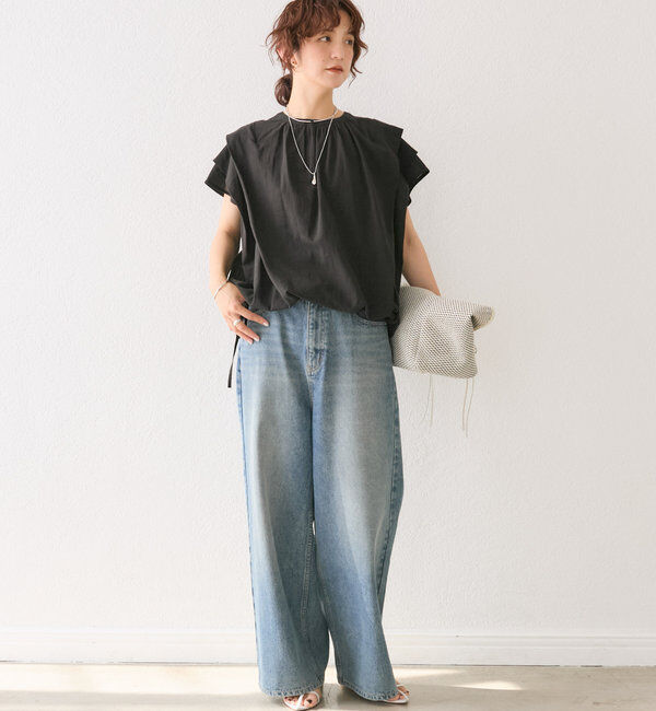  「【二の腕カバー】タックスリーブドロストブラウス」|シャツ・ブラウス|