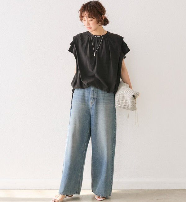  「【二の腕カバー】タックスリーブドロストブラウス」|シャツ・ブラウス|