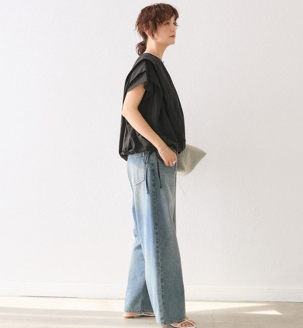  「【二の腕カバー】タックスリーブドロストブラウス」|シャツ・ブラウス|