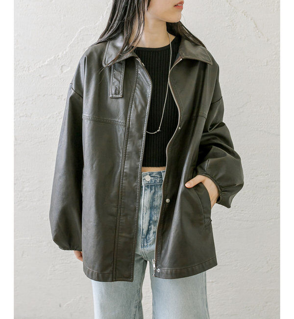  「【3色展開】フェイクレザージャケット」|その他|