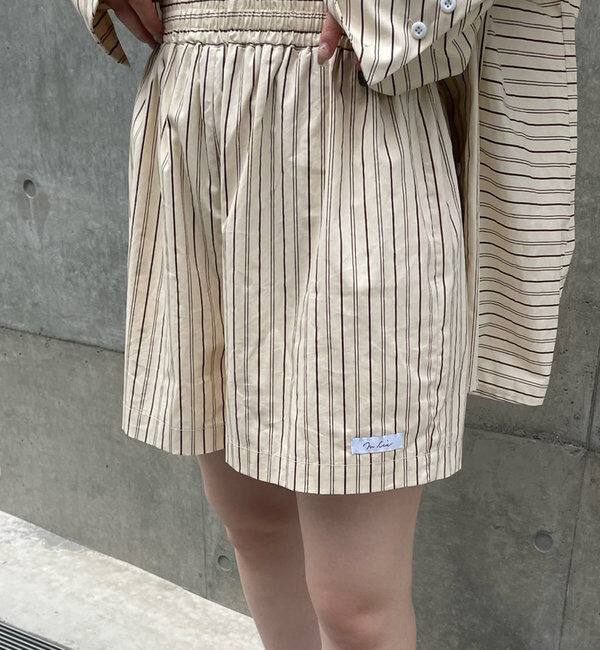  「[mline]ロゴストライプショートパンツ」|チノ|