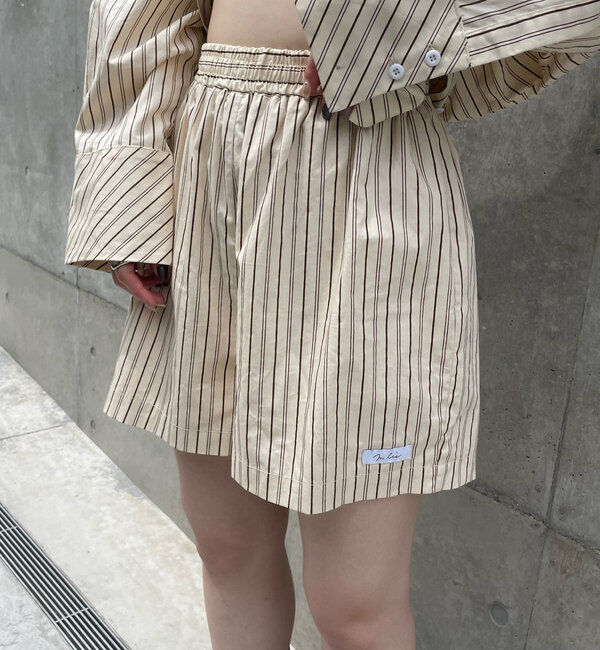  「[mline]ロゴストライプショートパンツ」|チノ|