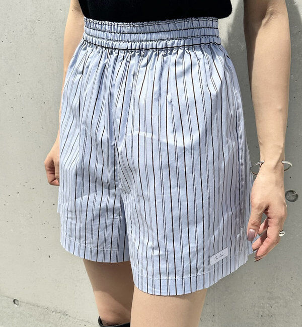  「[mline]ロゴストライプショートパンツ」|チノ|