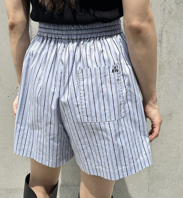  「[mline]ロゴストライプショートパンツ」|チノ|