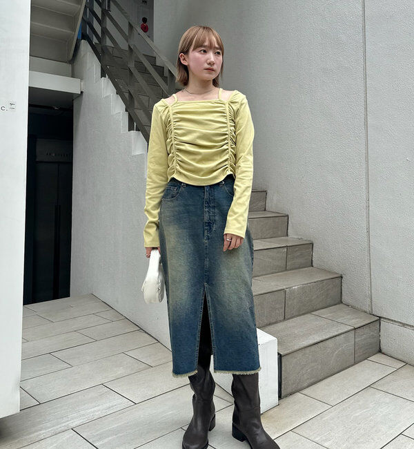  「[mline]ミディ丈デニムスカート」|スカート|