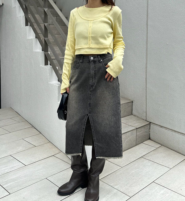  「[mline]ミディ丈デニムスカート」|スカート|