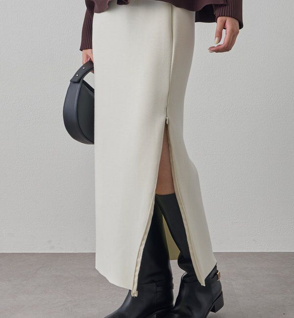  「【Lサイズも登場！】ポンチZIPタイトスカート」|スカート|アイボリー