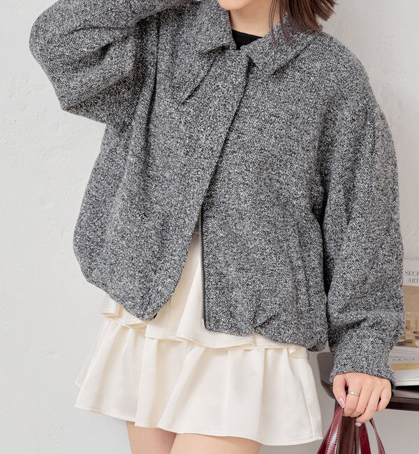  「スタンドツイードジップブルゾン」|ブルゾン・スタジャン|