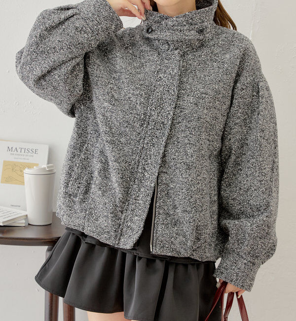  「スタンドツイードジップブルゾン」|ブルゾン・スタジャン|