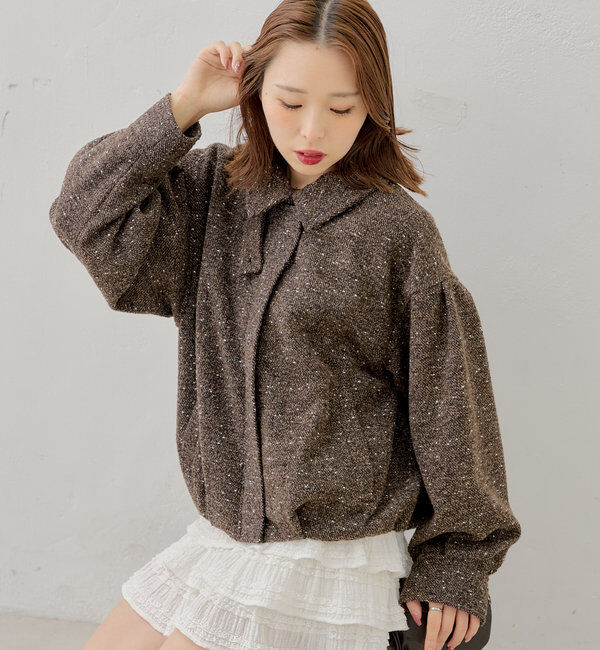  「スタンドツイードジップブルゾン」|ブルゾン・スタジャン|ブラウンその他3