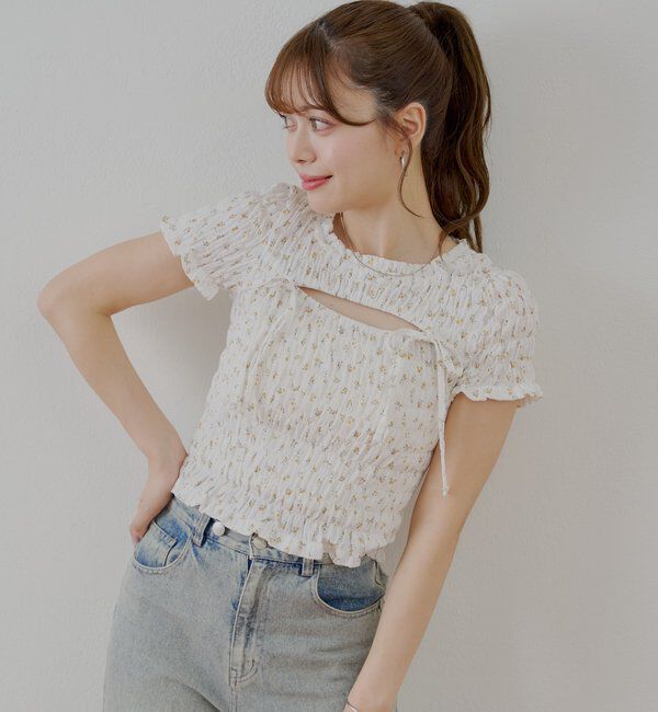  「【6色展開】フロントリボンボレロデザインT」|Tシャツ・カットソー|