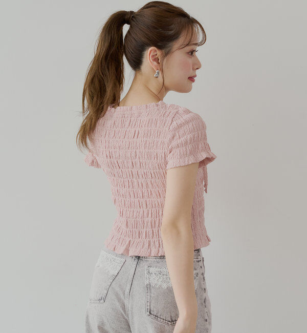  「【6色展開】フロントリボンボレロデザインT」|Tシャツ・カットソー|