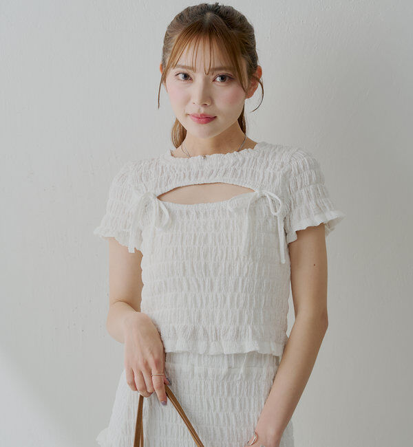  「【6色展開】フロントリボンボレロデザインT」|Tシャツ・カットソー|