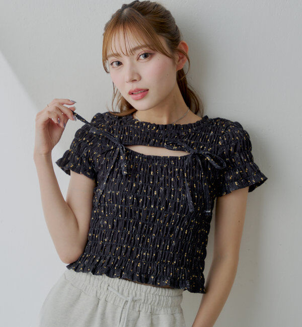  「【6色展開】フロントリボンボレロデザインT」|Tシャツ・カットソー|