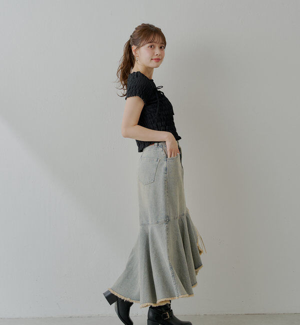  「【6色展開】フロントリボンボレロデザインT」|Tシャツ・カットソー|