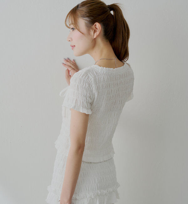  「【6色展開】フロントリボンボレロデザインT」|Tシャツ・カットソー|