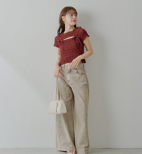  「【6色展開】フロントリボンボレロデザインT」|Tシャツ・カットソー|