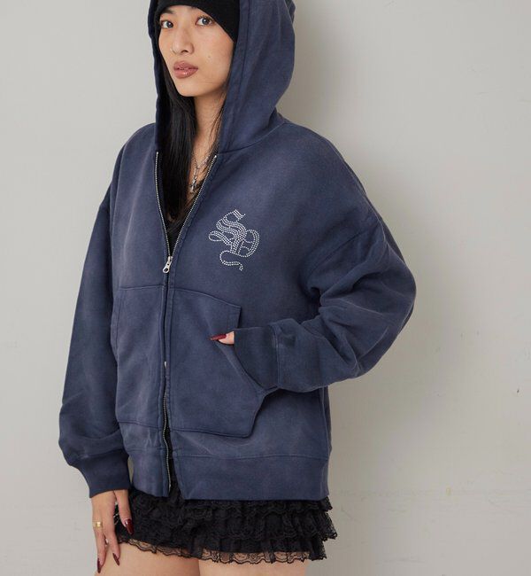  「【SLOPPY/スロッピー】ラインストーンジップパーカー」|パーカー|