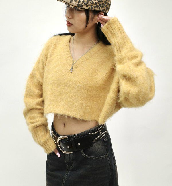  「【WEB限定】モヘアライクVニット」|ニット・セーター|