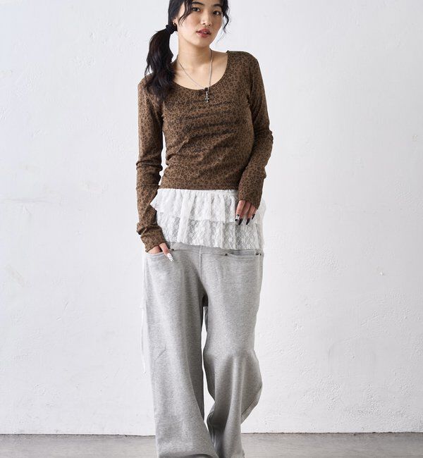  「レオパード(ヒョウ柄)メッセージトップス」|Tシャツ・カットソー|