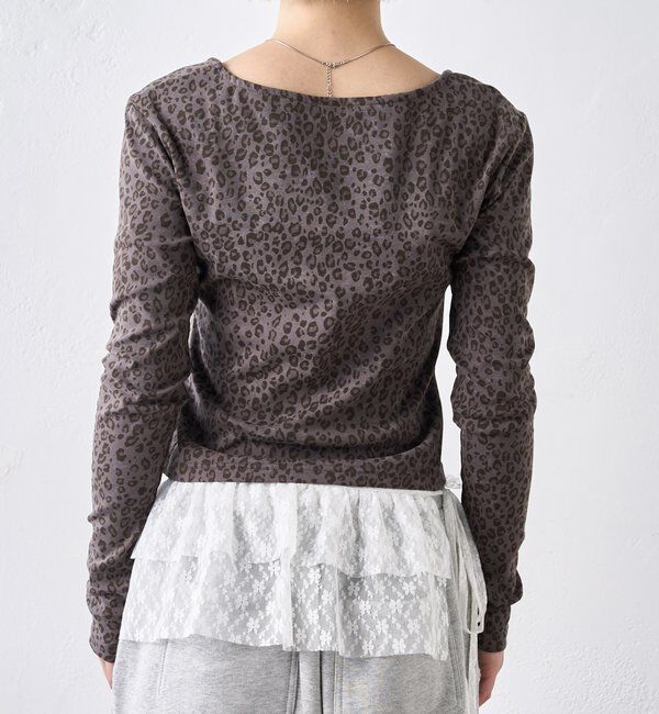  「レオパード(ヒョウ柄)メッセージトップス」|Tシャツ・カットソー|