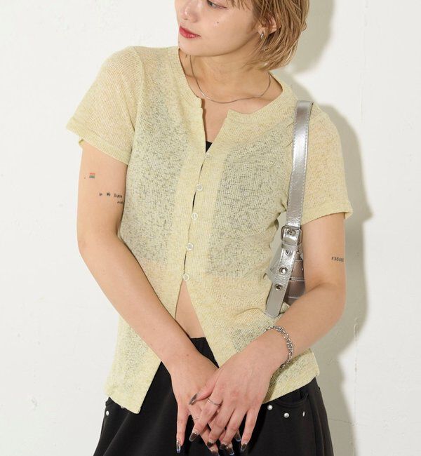  「シアーナロー半袖カーディガン」|Tシャツ・カットソー|