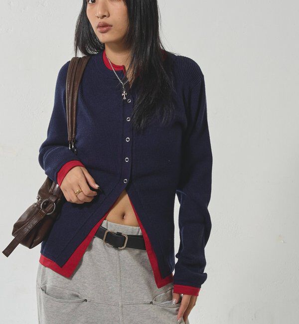  「レイヤードヘンリーナローカーデ」|ニット・セーター|