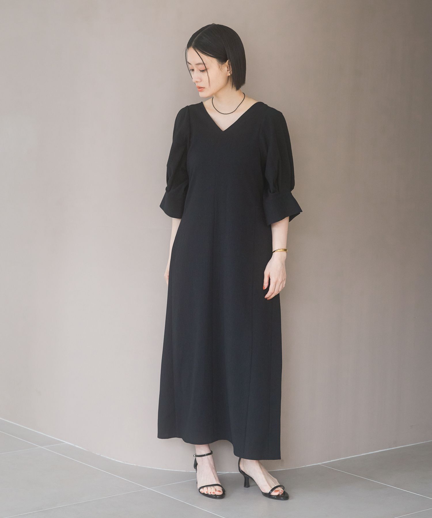 A part by 「シャーリングリボンワンピース」|ワンピース|ブラック