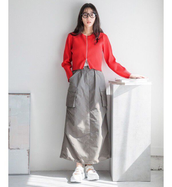 LOWRYS FARM「ダブルジップクロップドカーディガンＬＳ」|ニット・セーター|