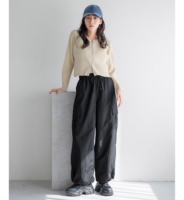 LOWRYS FARM「ダブルジップクロップドカーディガンＬＳ」|ニット・セーター|