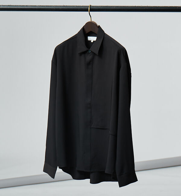 ABAHOUSE「【AH ABAHOUSE / セットアップ対応】トロミ生地 ヨークデザイン 長袖」|シャツ・ブラウス|ブラック