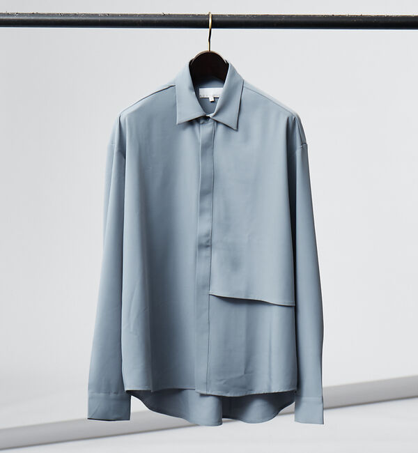 ABAHOUSE「【AH ABAHOUSE / セットアップ対応】トロミ生地 ヨークデザイン 長袖」|シャツ・ブラウス|ブルーグレー