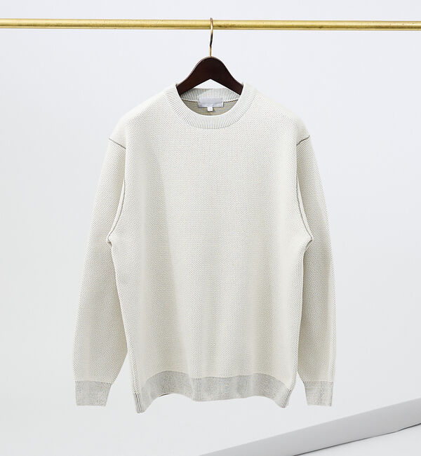 ABAHOUSE「ダブルフェイス モールカノコ プルオーバー ライン切替えニット」|ニット・セーター|オフホワイト