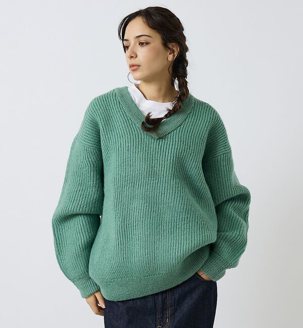 ABAHOUSE「【LUCEBER/ルースバー】MID G KNIT V NECK SWEATER」|ニット・セーター|