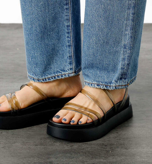 Rouge vif「【TEMPERATE / テンパレイト】プラットフォームサンダル / クリア【W」|サンダル|ブラック