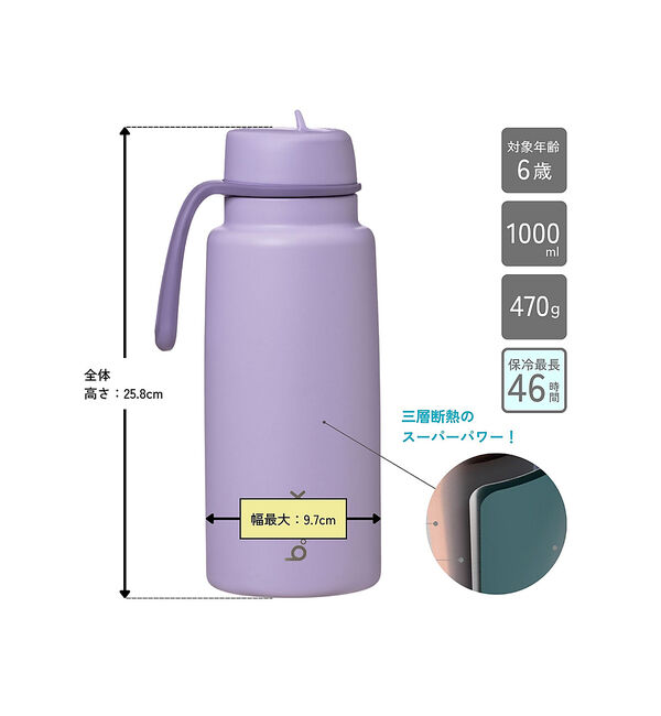 Rouge vif「【b.box/ビーボックス】フリップトップボトル 1L（ステンレス製水筒）/In」|食器・キッチングッズ|