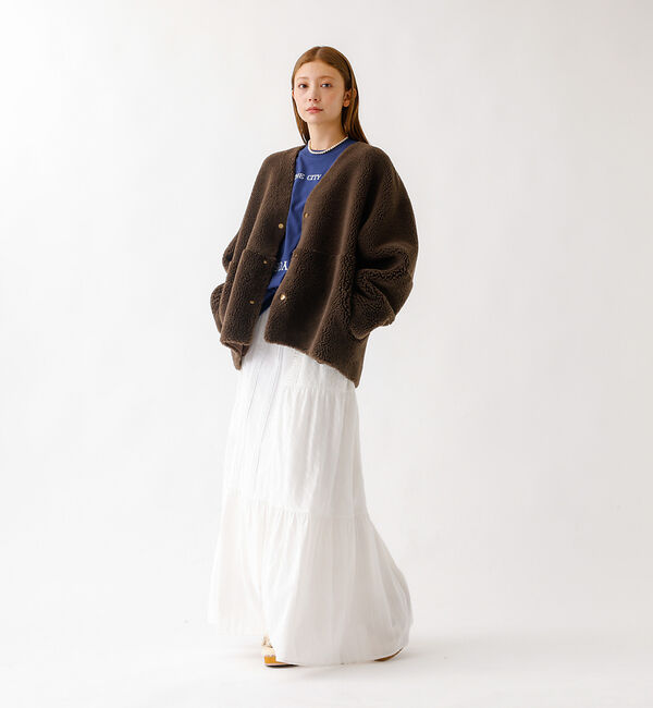 Rouge vif「【MICA&DEAL /マイカアンドディール】リバーシブルVボア/リバーシブル/」|ノーカラーコート|